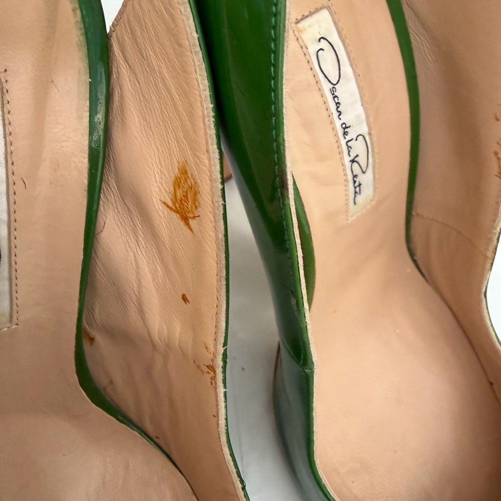 Oscar de la Renta Vintage Emerald Green Slingback Heels – Size 38 - Picture 7 of 11